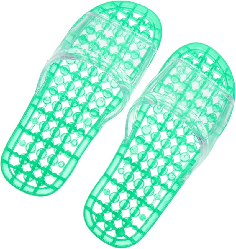 Green Open Toe Massaging Slippers Hollowed Draining Comfortable Breathable for Home Bathroom Indoor Use Size 9 5 - Image 4